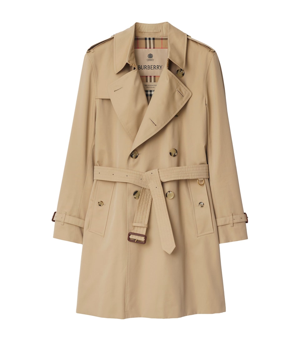 Burberry Mens Mid-Length Kensington Heritage Trench Coat Honey