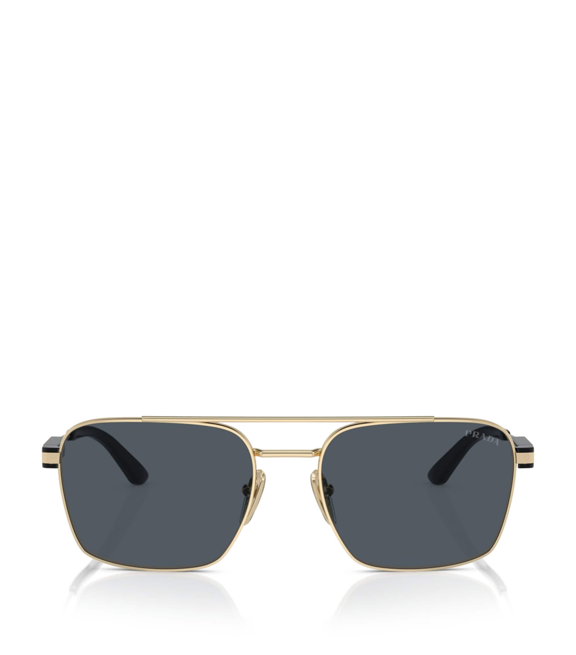 Prada Metal Pillow Sunglasses Gold