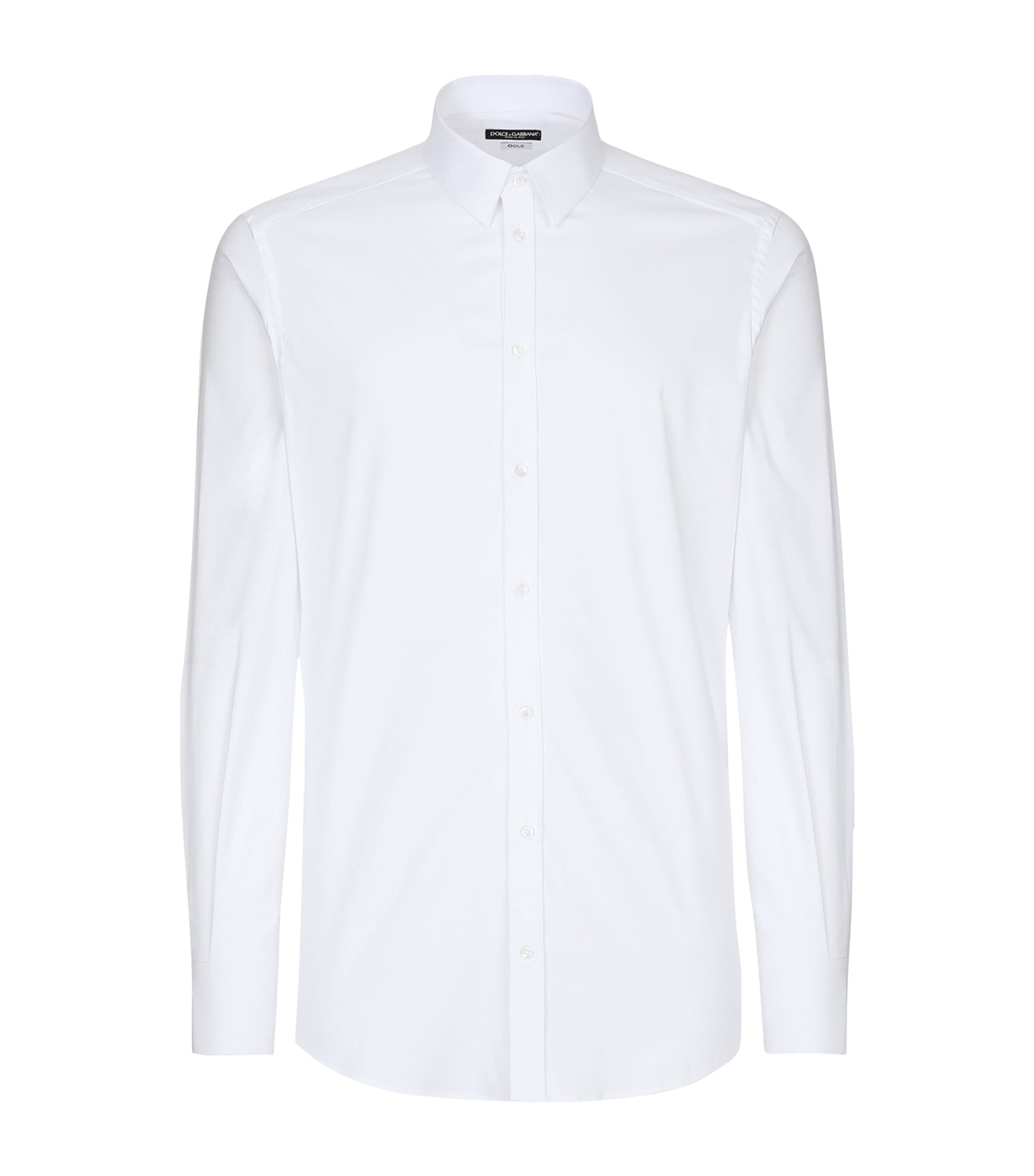 Dolce&Gabbana Mens Stretch-Cotton Shirt Optical White