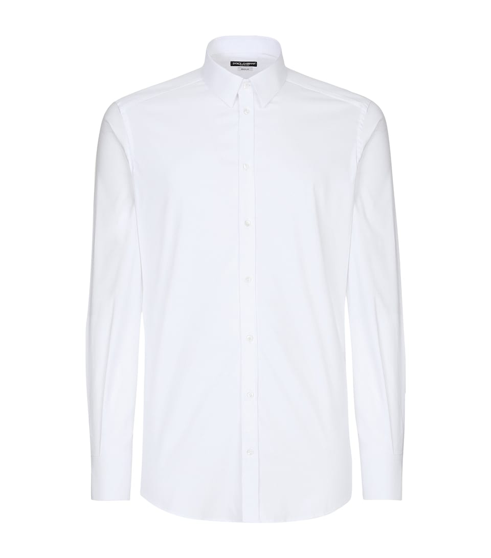 Dolce&Gabbana Mens Stretch-Cotton Shirt Optical White