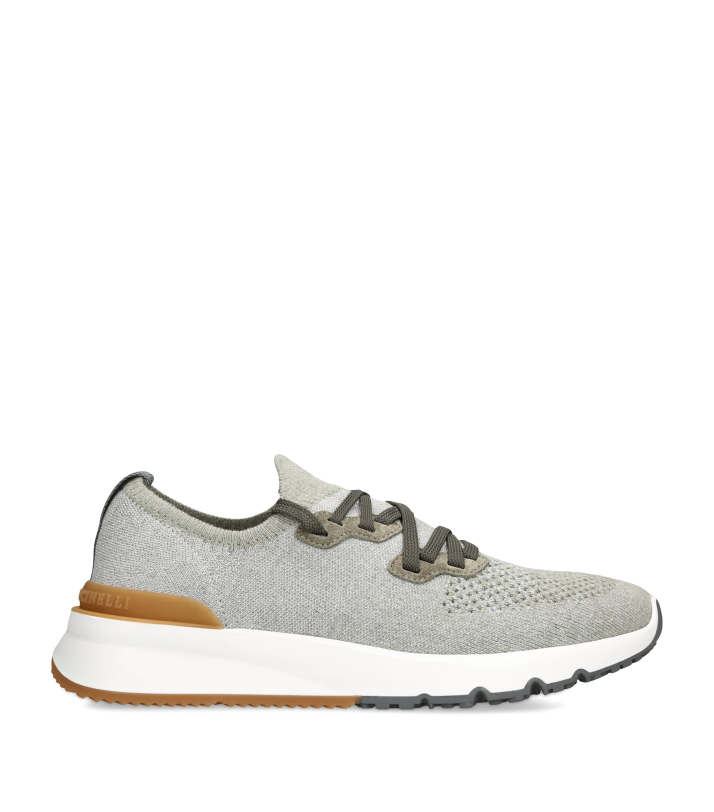 Brunello Cucinelli Mens Lace-Up Sneakers Pale Green