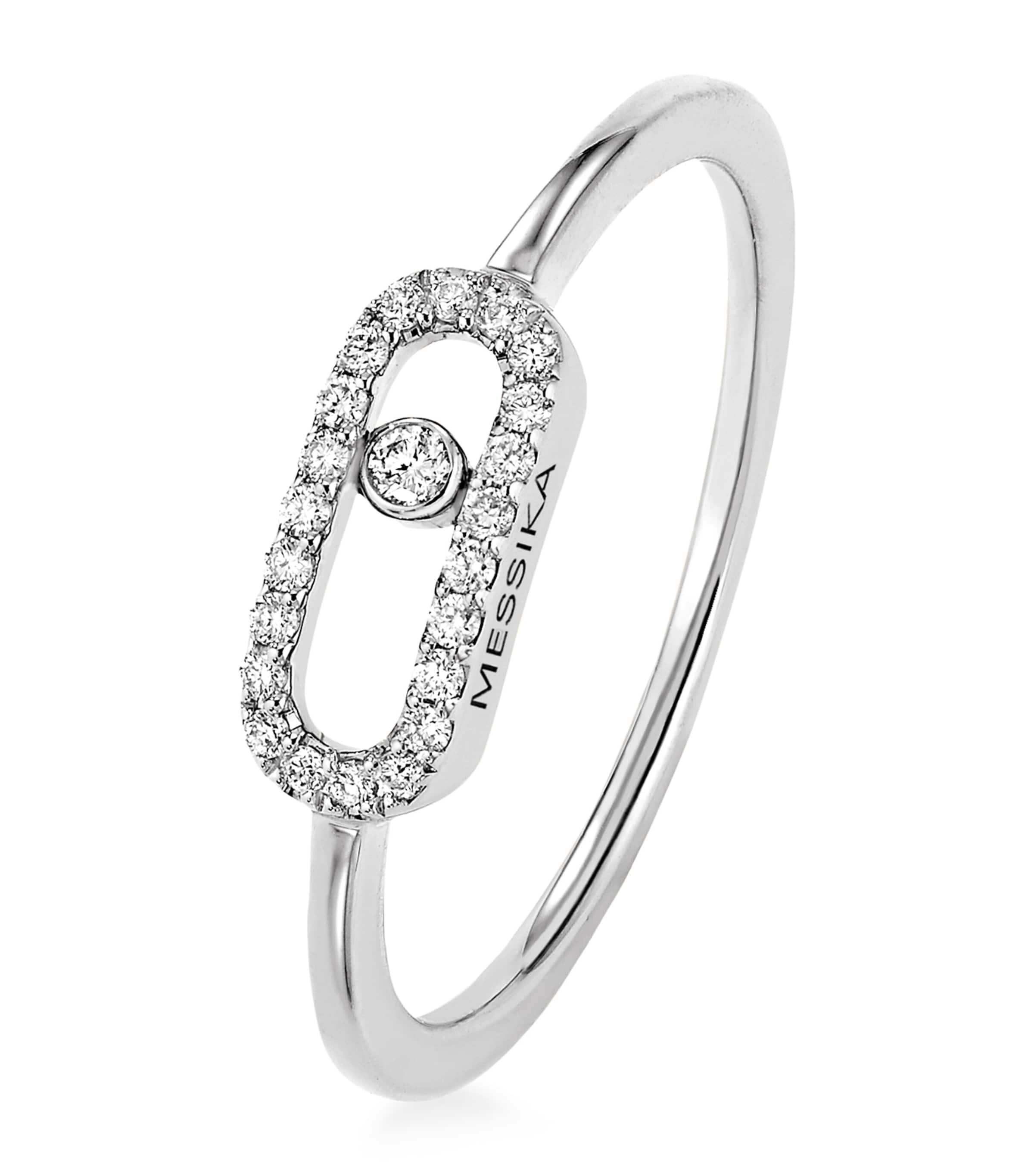White Gold and Diamond Move Uno Ring