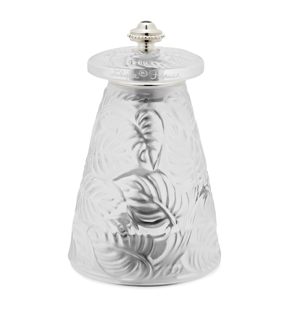 Lalique Feuilles Crystal Salt Grinder Incolore