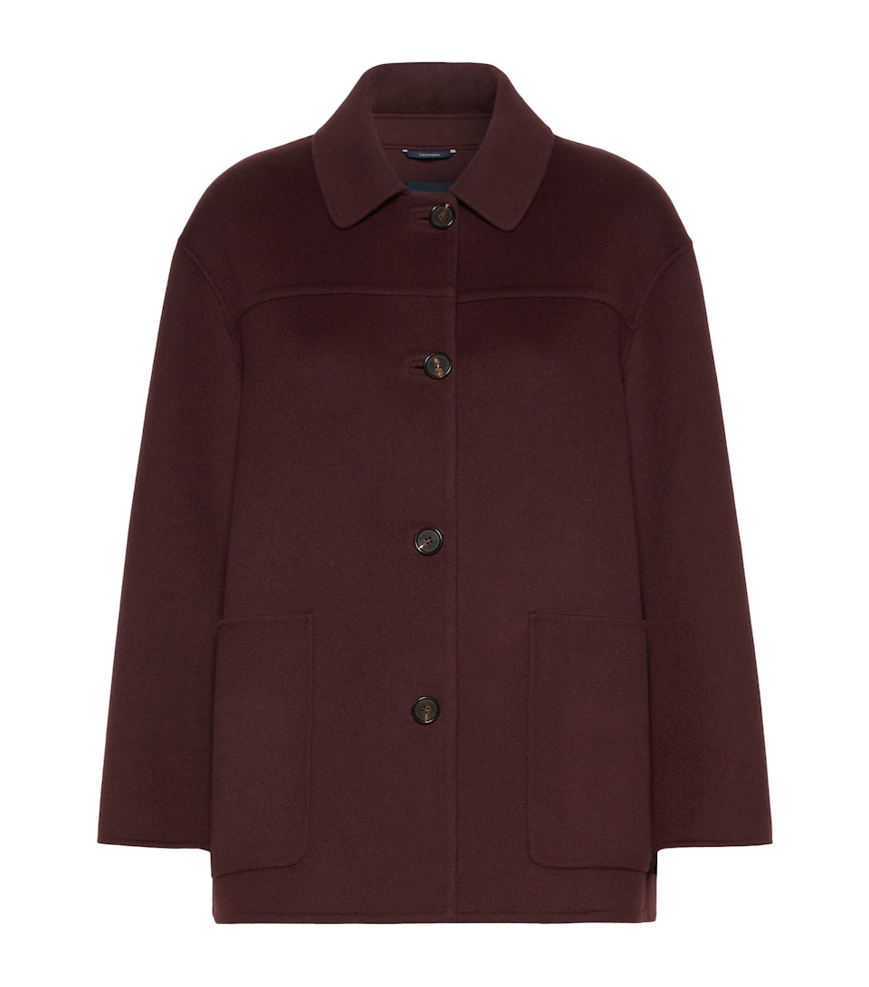 Max Mara Womens Virgin Wool Short Coat Dark Red