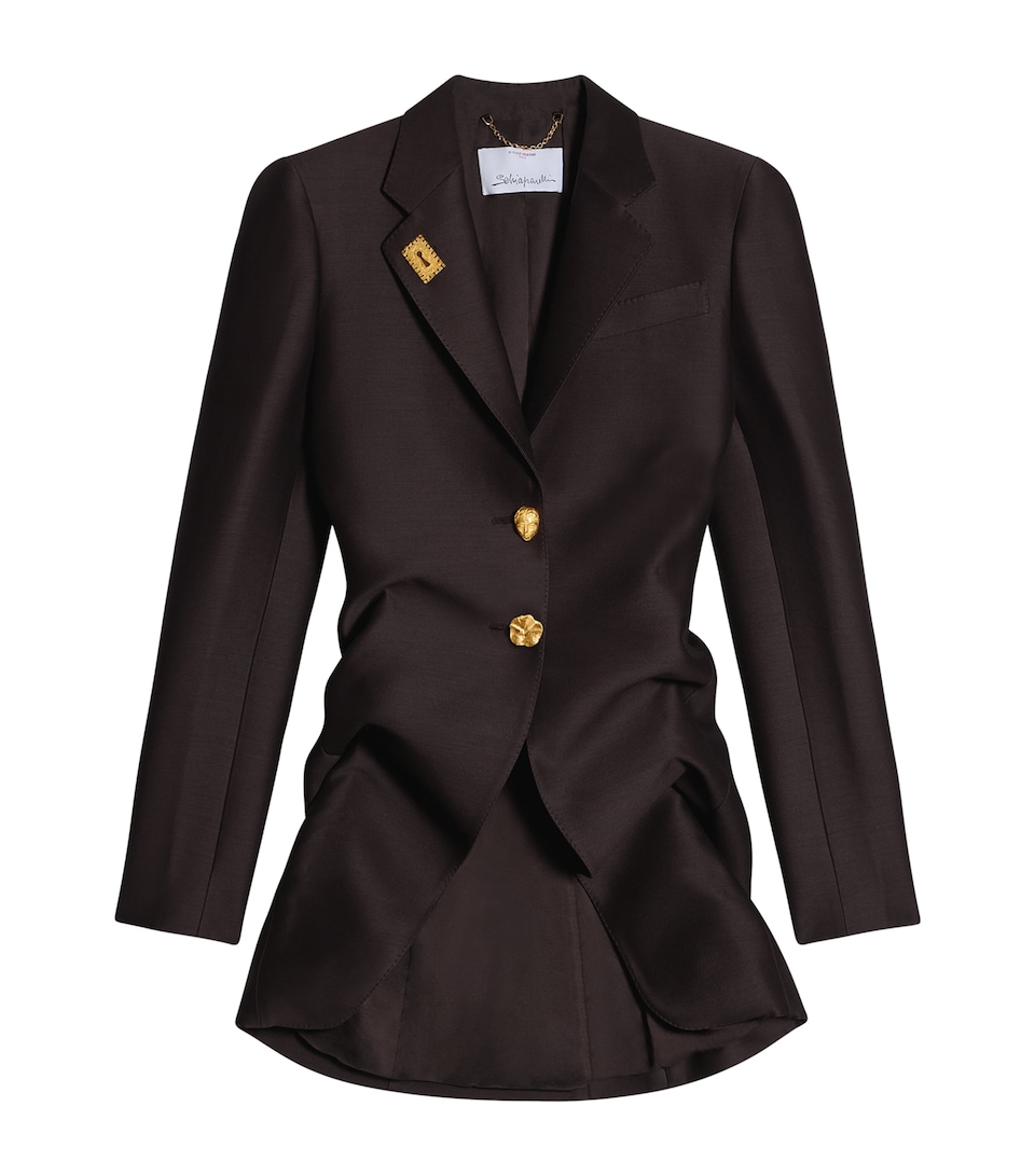 Schiaparelli Womens Wool-Silk Demi-Lune Jacket Dark Brown