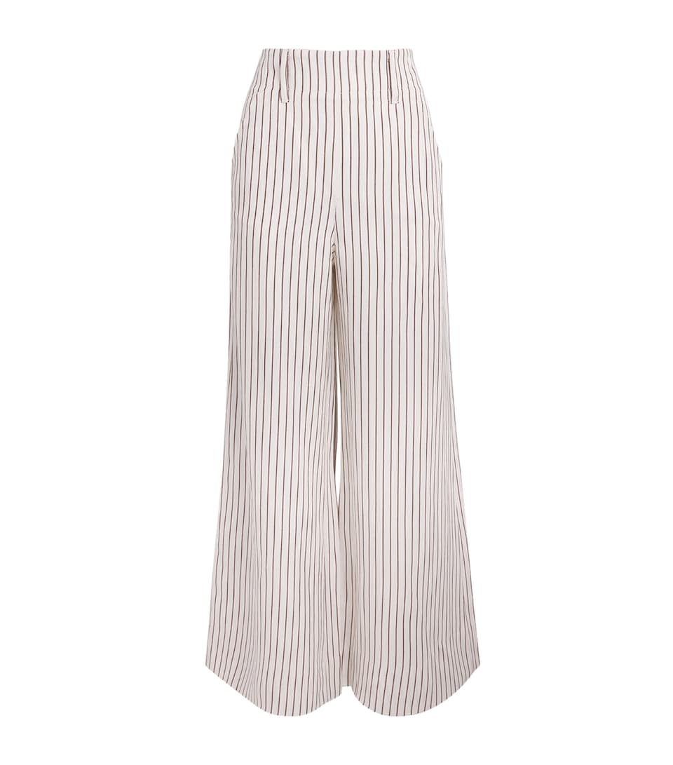 ME+EM Womens Stripe Wide-Leg Trousers Ivory/cinnamon Brown