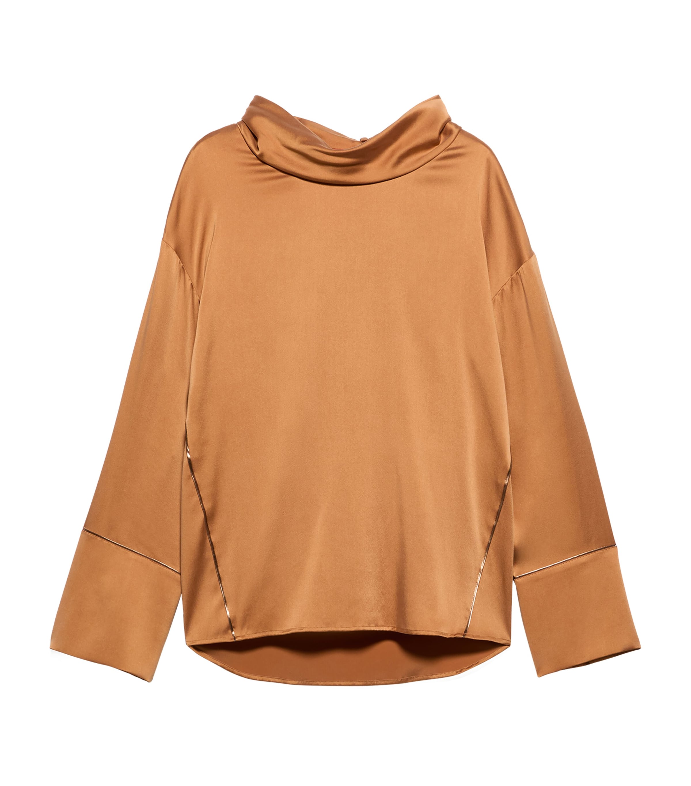 Stretch-Silk Cowl-Neck Blouse