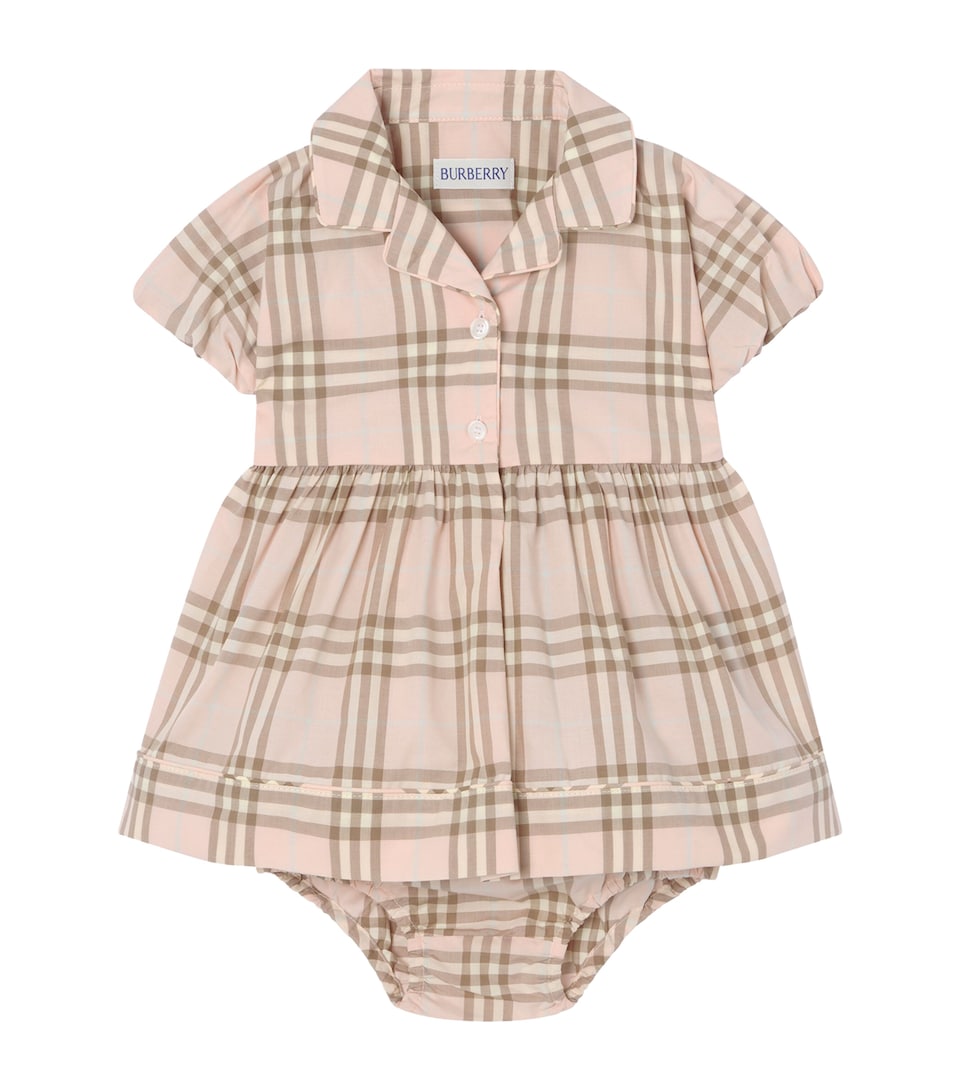 Burberry Kids Cotton Check Dress and Bloomers Set (1-18 Months) Archive Pink Ip Chek