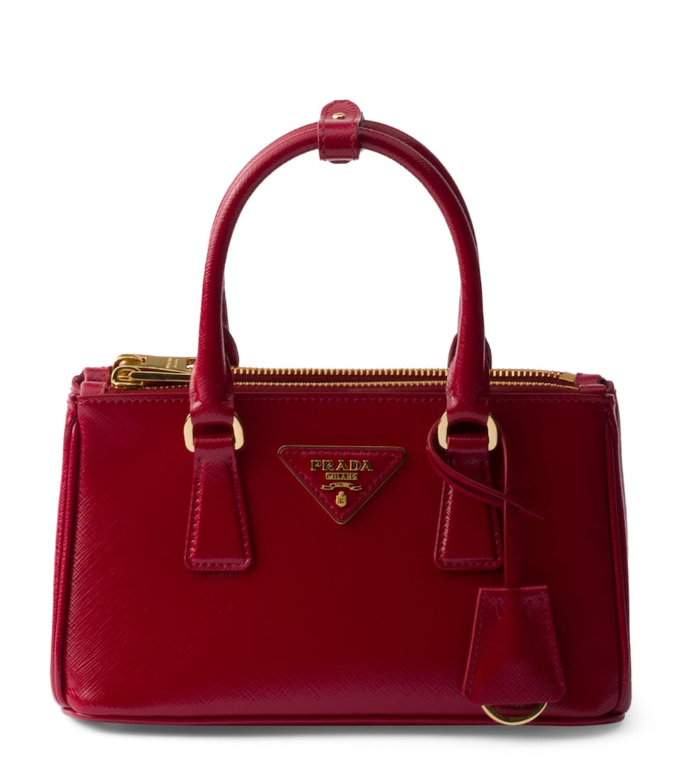 Mini Patent Saffiano Leather Galleria Top-Handle Bag