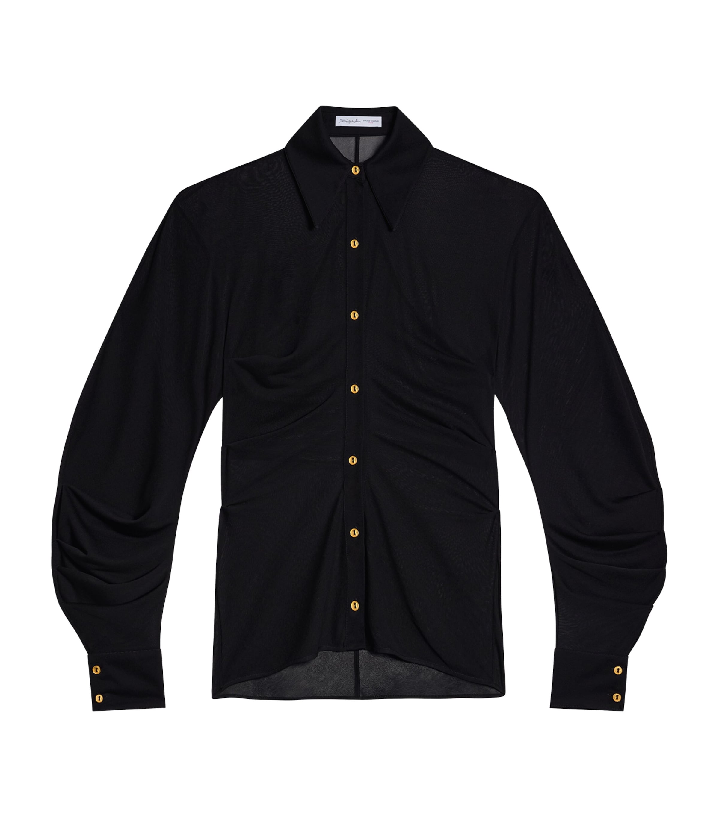 Schiaparelli Womens Ruched Keyhole Blouse Black