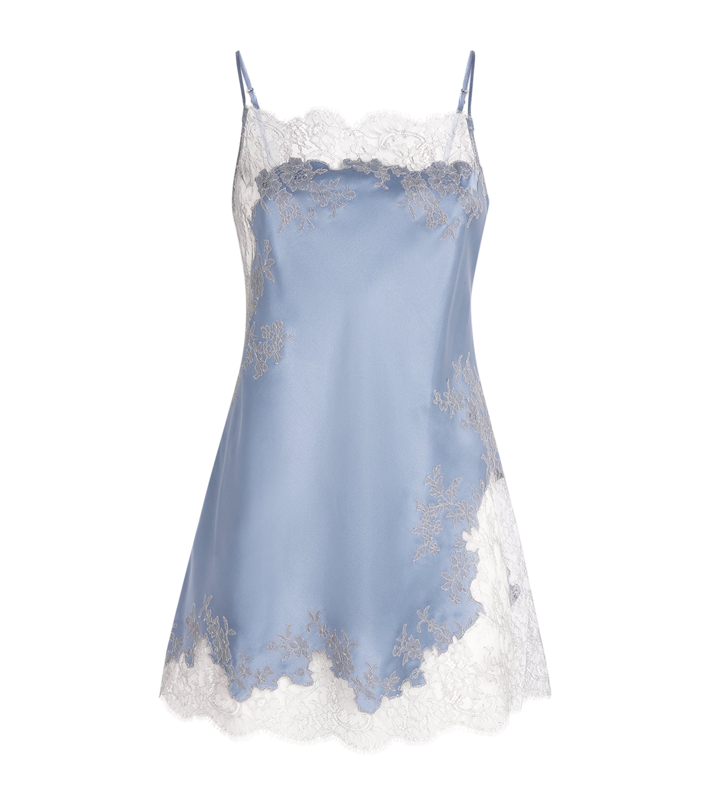 Carine Gilson Womens Silk Lace Nightdress Bluestone