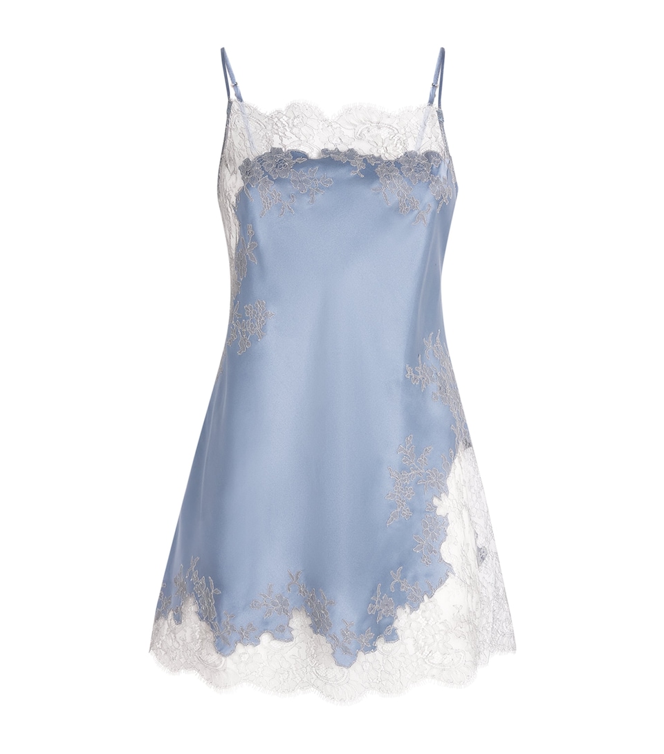 Carine Gilson Womens Silk Lace Nightdress Bluestone