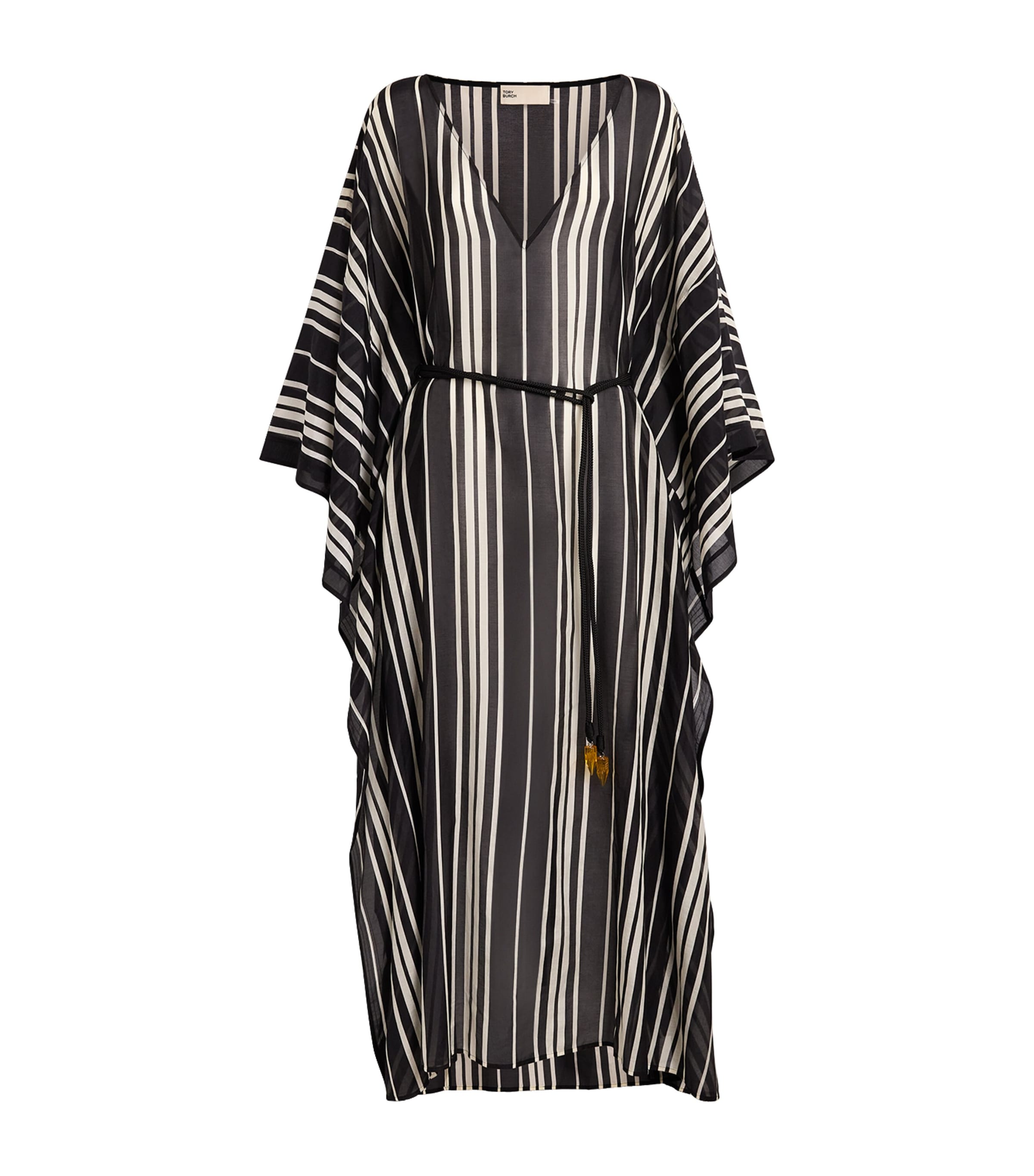 Tory Burch Womens Cotton-Silk Kaftan Black Stripe
