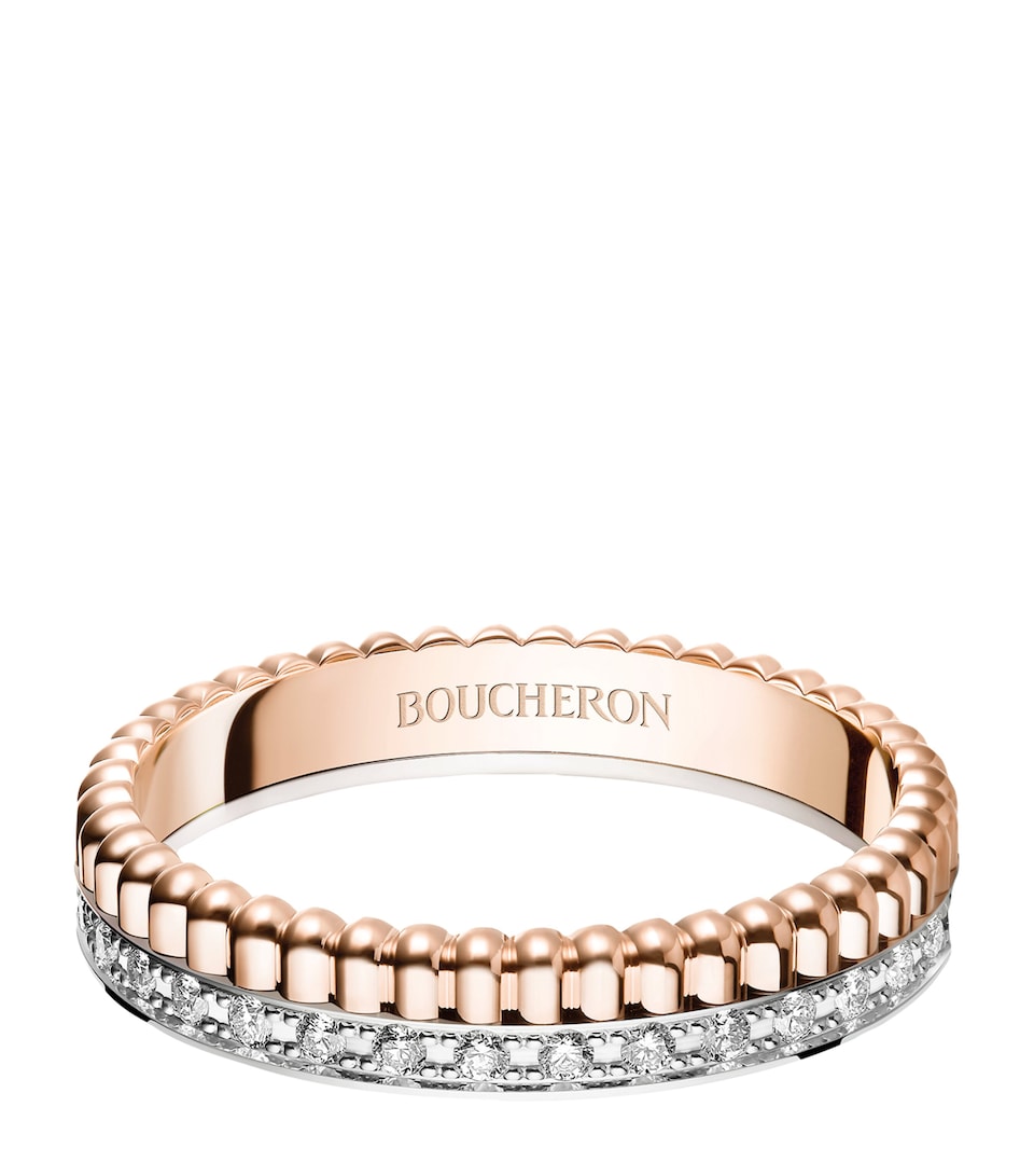 Rose Gold, White Gold and Diamond Quatre Radiant Wedding Band