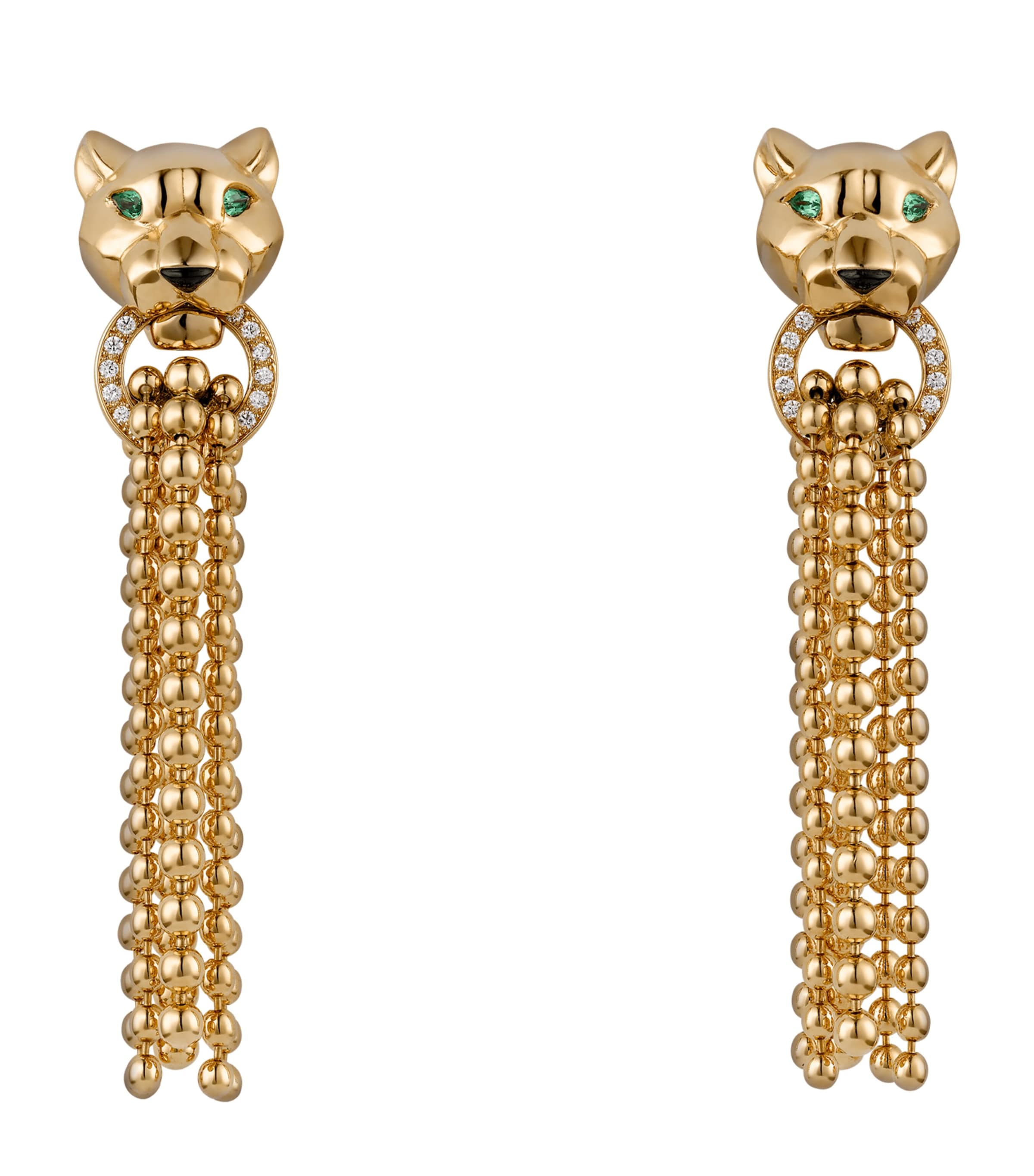 Yellow Gold, Diamond, Tsavorite and Onyx Panthère de Cartier Earrings