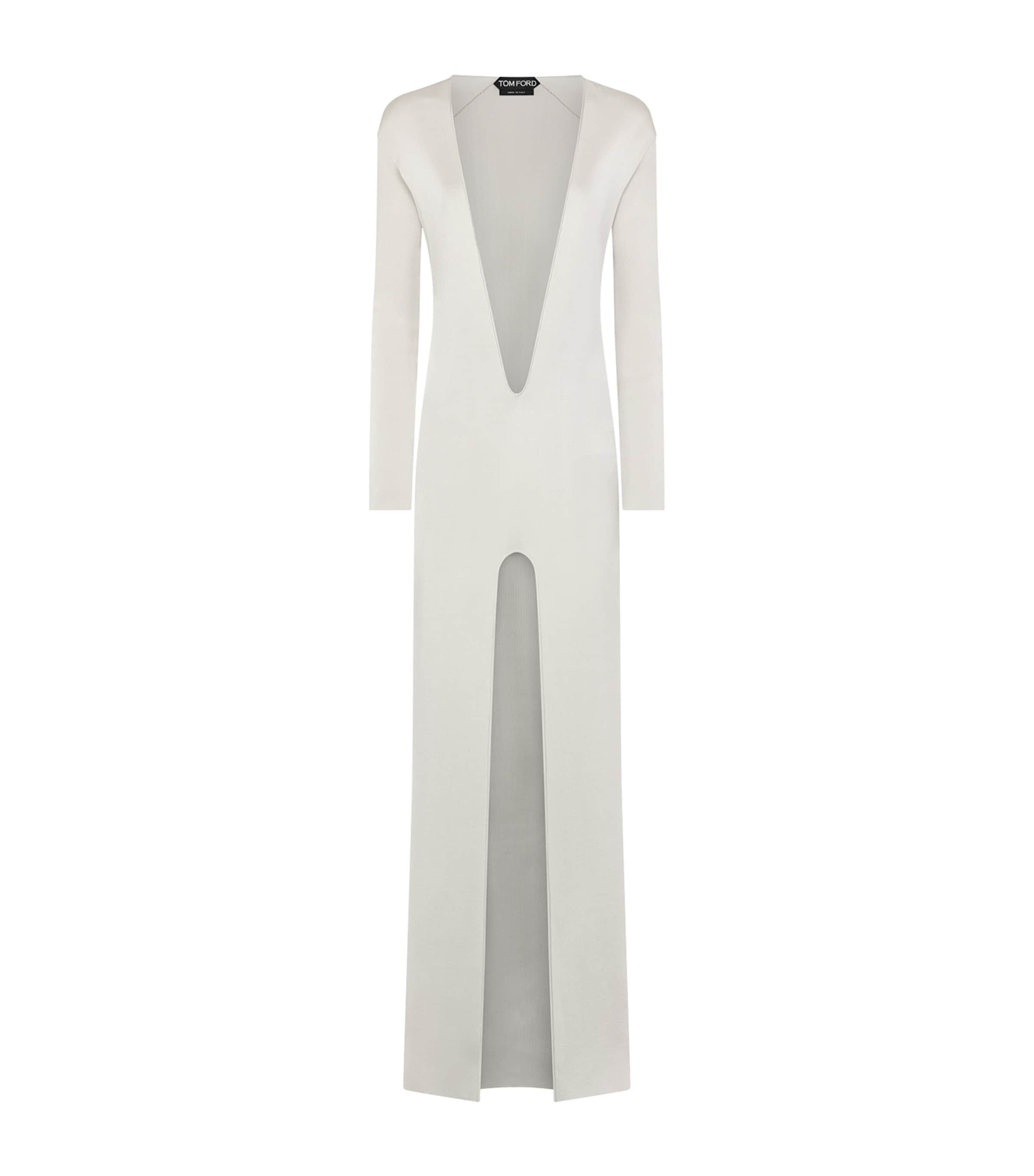 TOM FORD Womens Knitted Plunge-Neck Maxi Dress Tcp