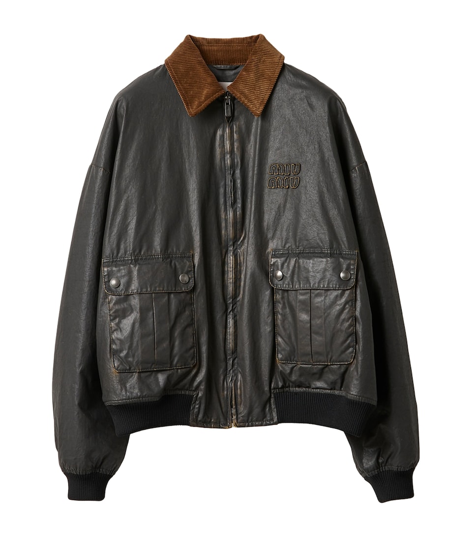 Coated Cotton Poplin Bomber Jacket