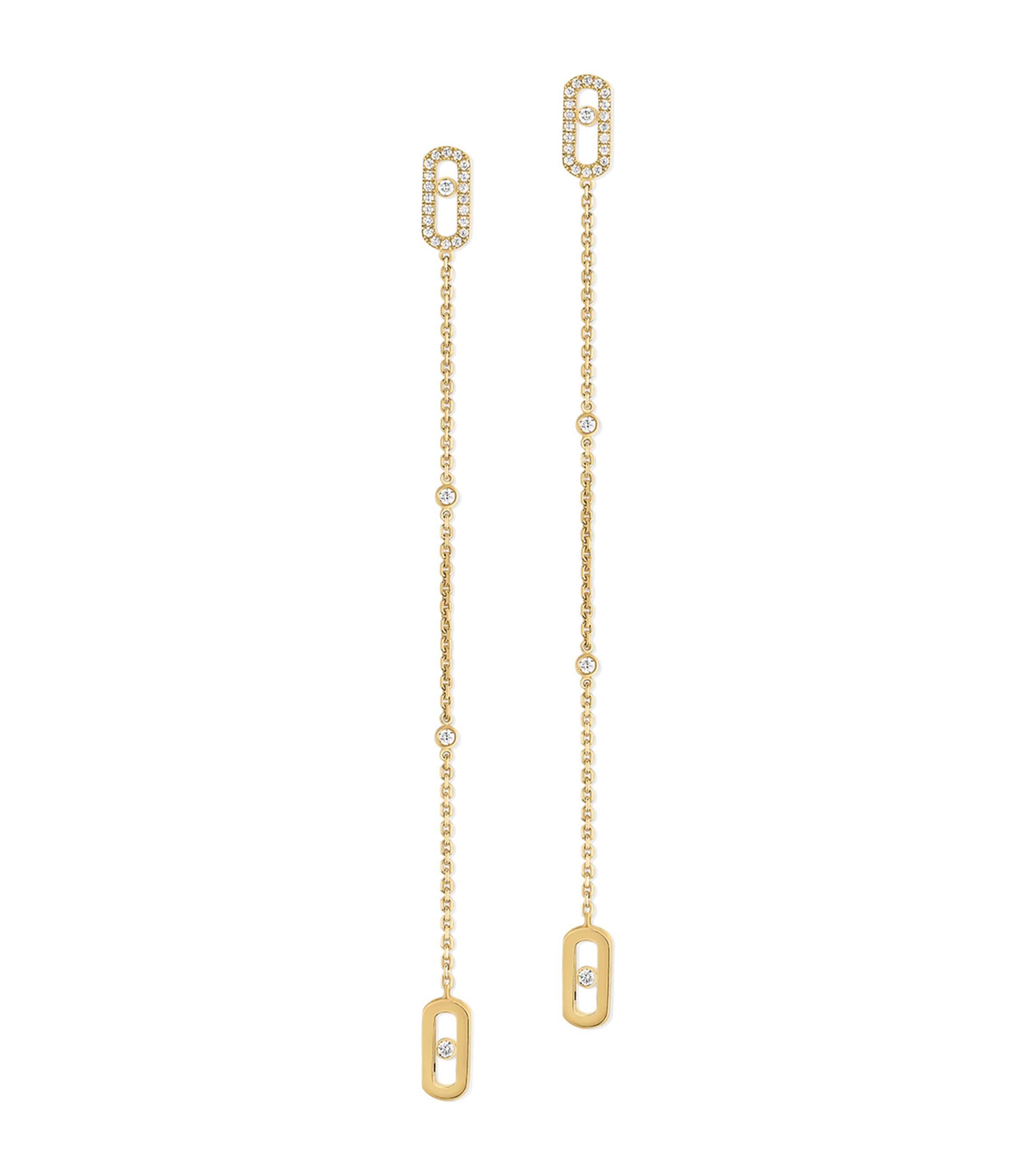 Yellow Gold and Diamond Move Uno Drop Earrings