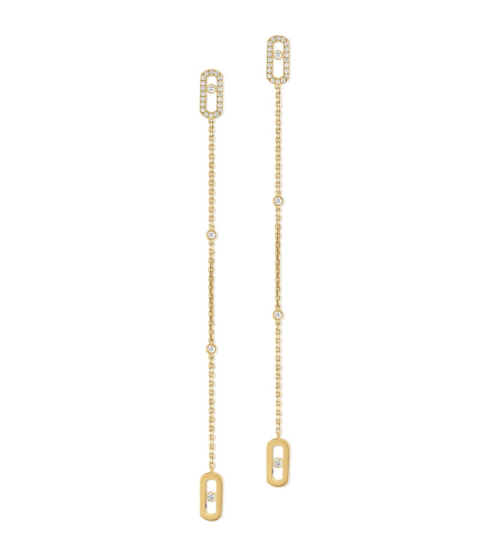 Yellow Gold and Diamond Move Uno Drop Earrings