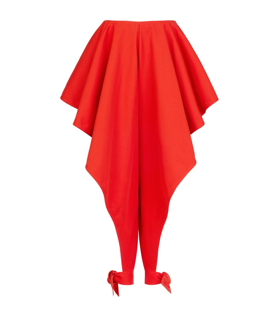 Alaïa Womens Cotton Gabardine Open-Leg Trousers Orange Sanguine