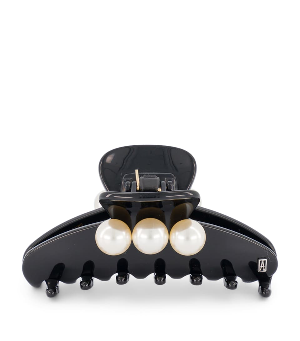 Alexandre de Paris Oversize Pearl-Detail Claw Hair Clip Noir