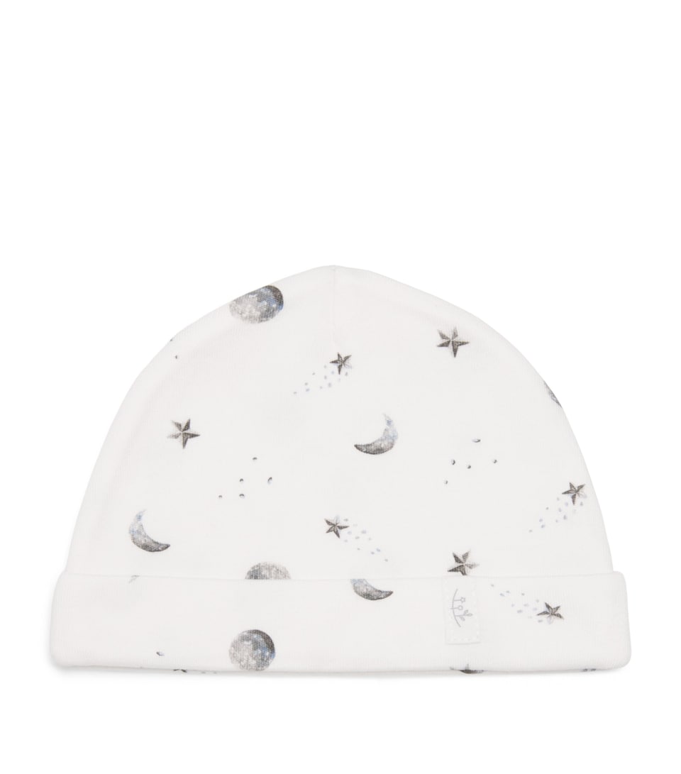 Rosa & Blue Starlit Moon Beanie White