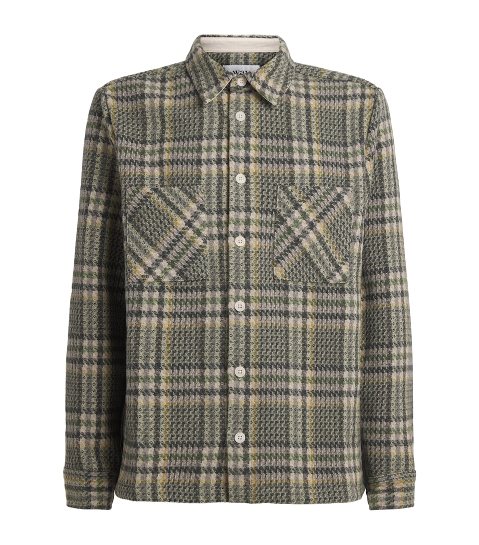 Wool-Blend Check Whiting Overshirt