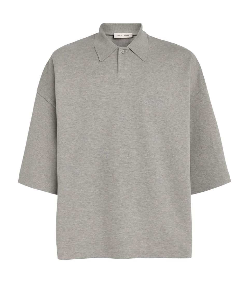 FEAR OF GOD ESSENTIALS Mens Cotton-Blend Signature Polo Shirt Concrete Heather