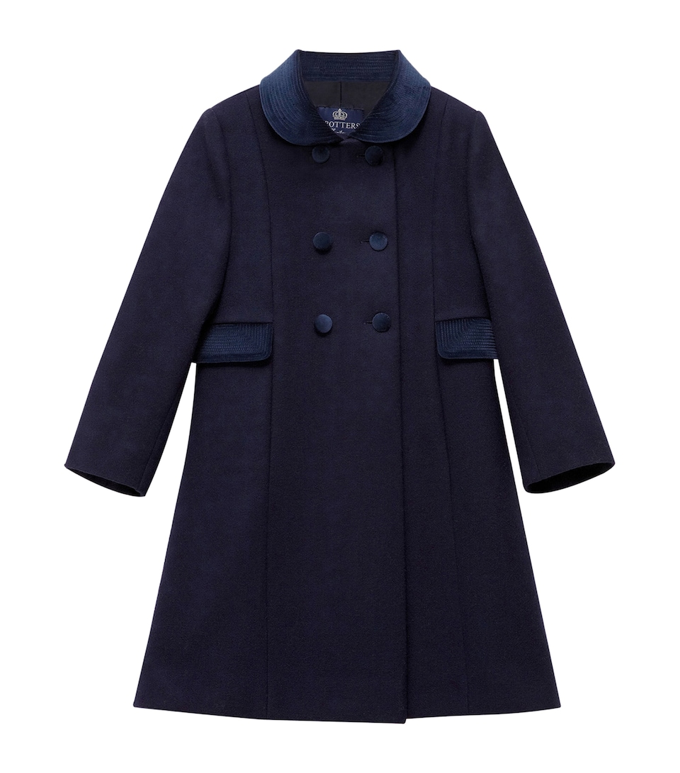 Trotters Wool Double-Breasted Coat (2-5 Years) Navy