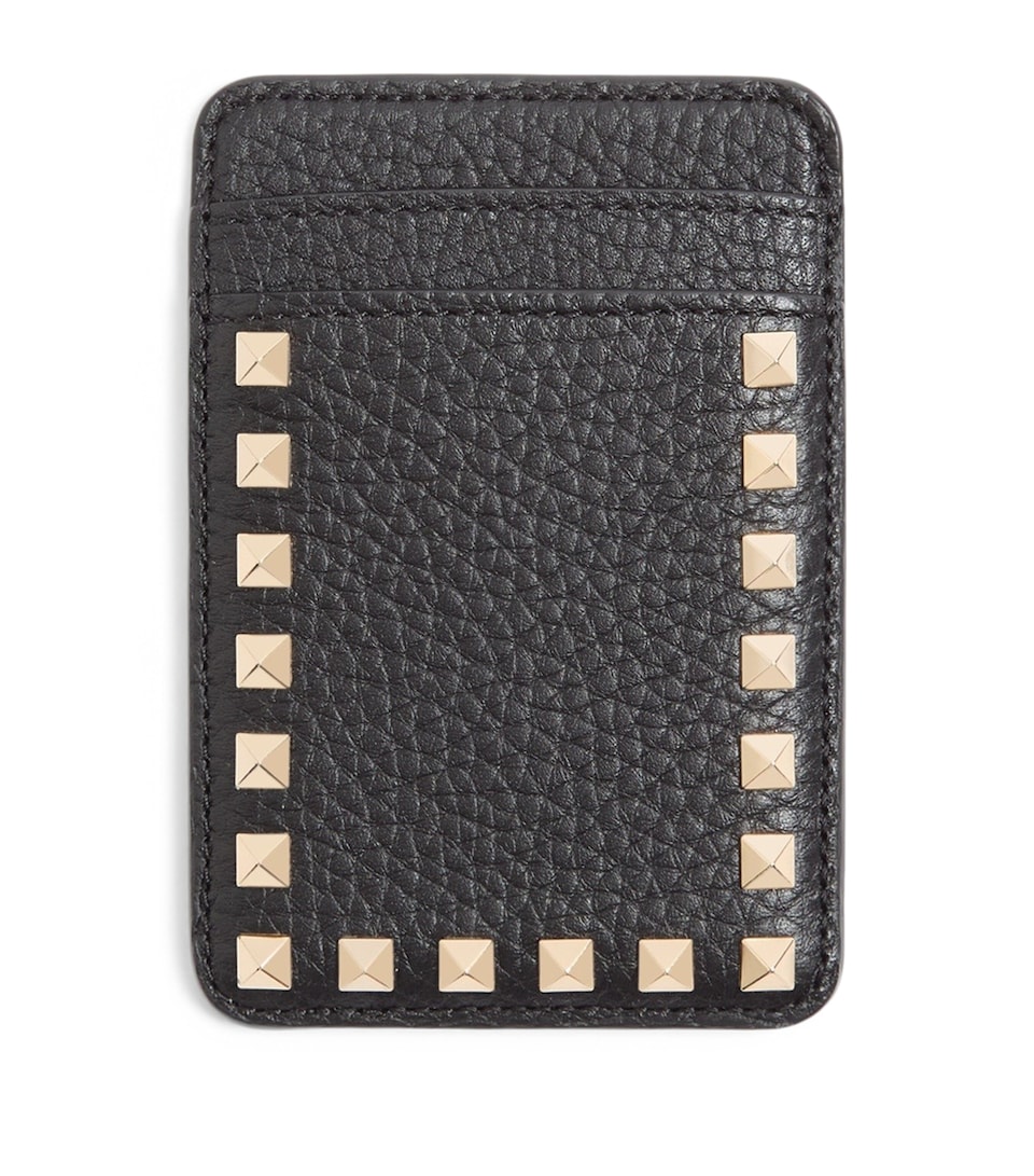 Valentino Garavani Leather Rockstud Magnetic Card Holder