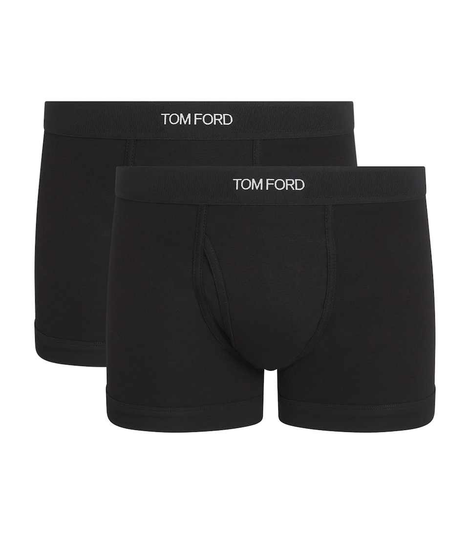 TOM FORD Mens Stretch-Cotton Logo Trunks (Pack of 2) Black
