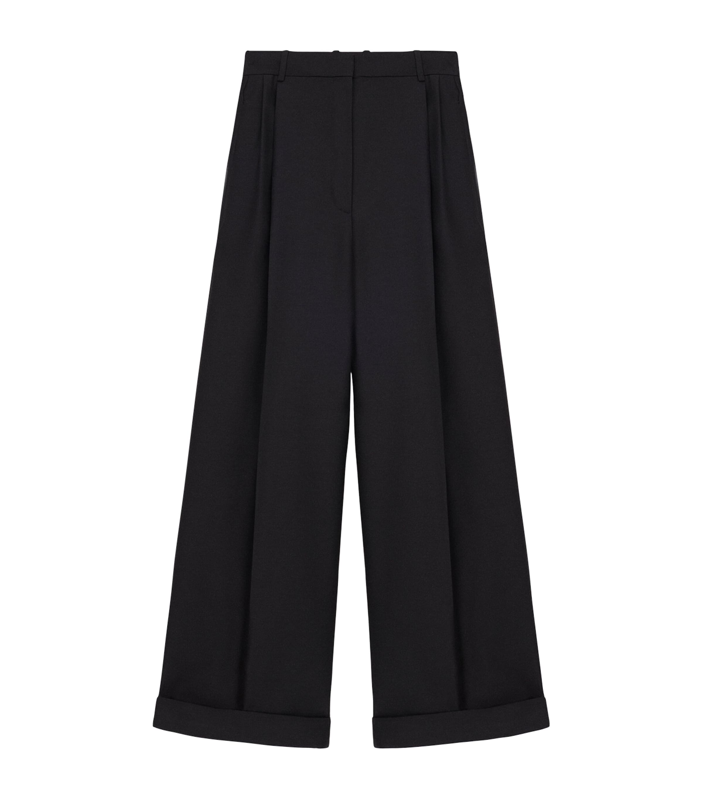 Wool-Silk Wide-Leg Trousers
