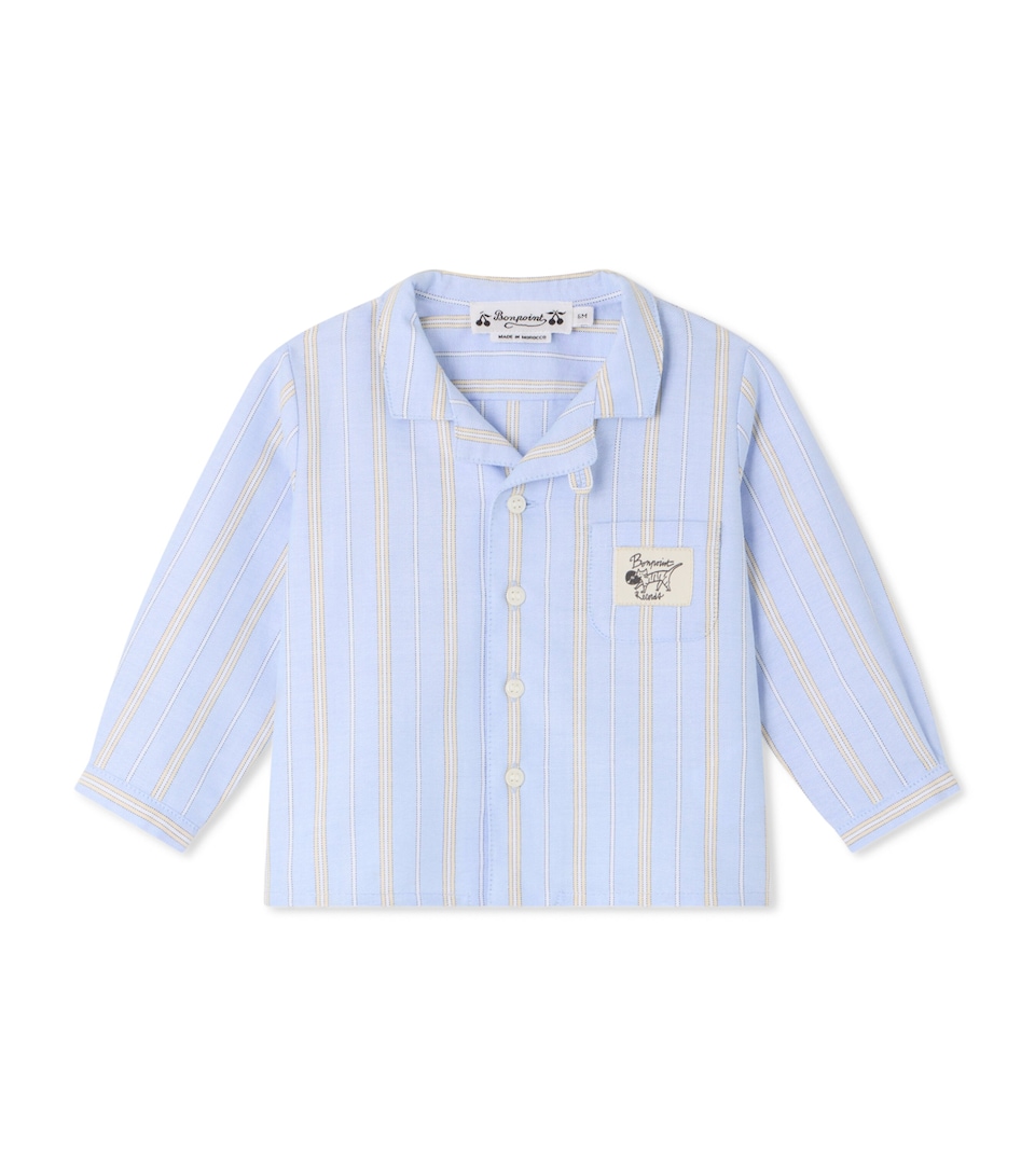 Bonpoint Cotton Poplin Stripe Shirt (6-18 Months) Ra Bleu