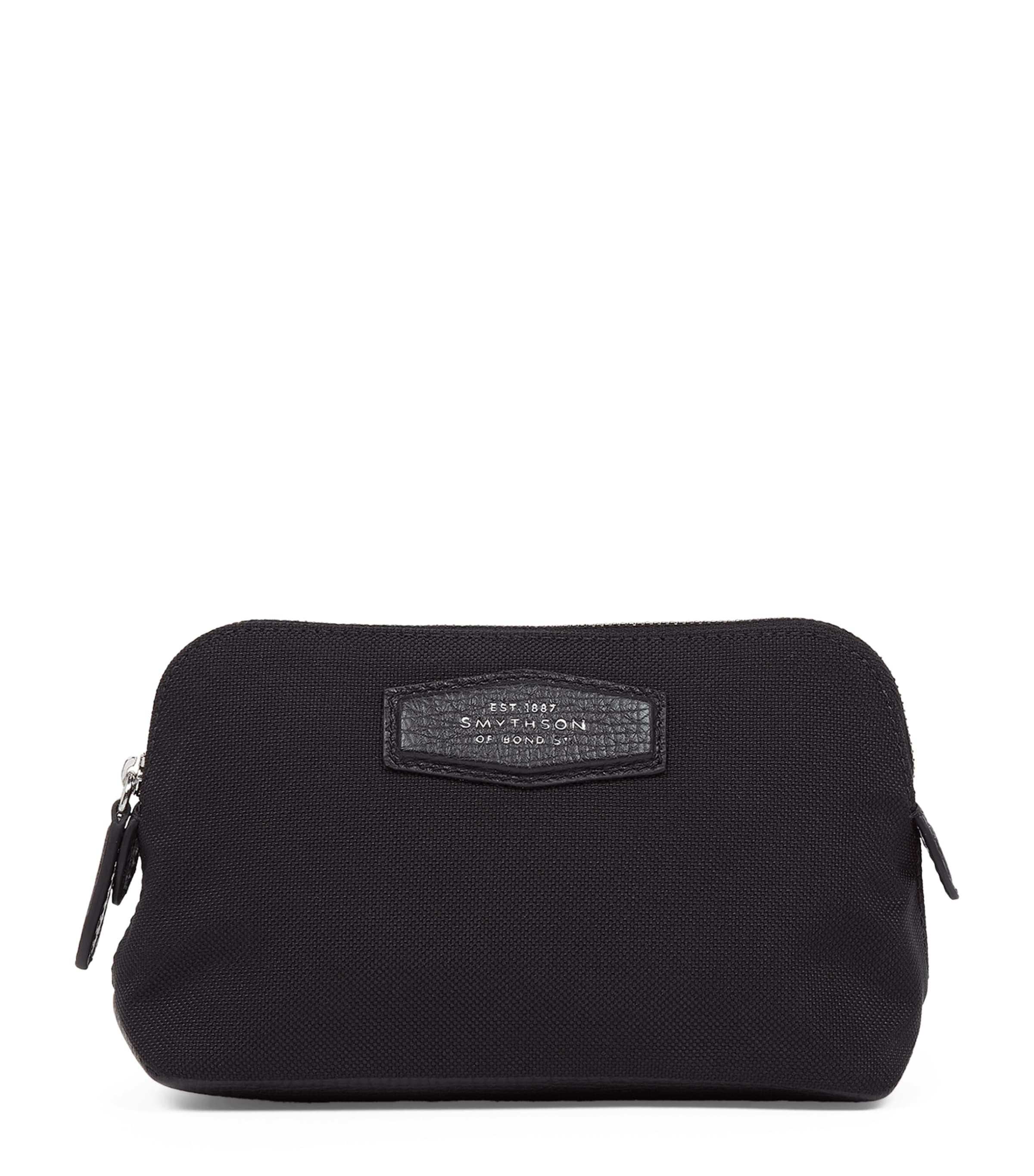 Smythson Small Canvas Wash Bag Black