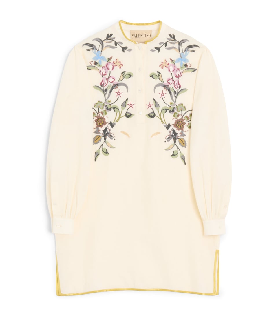 Linen Embroidered Mini Dress