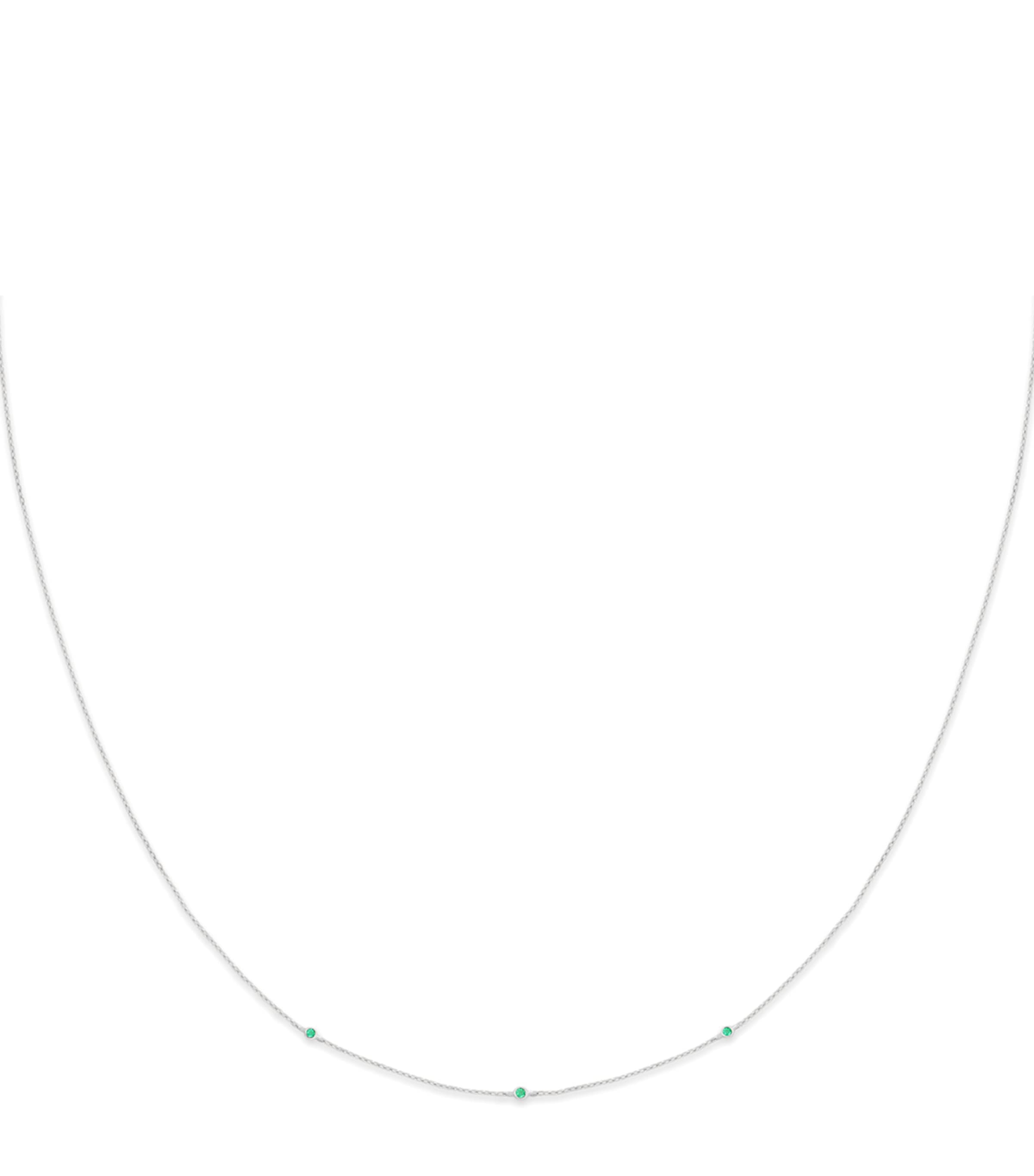 White Gold and Emerald Charm Necklace