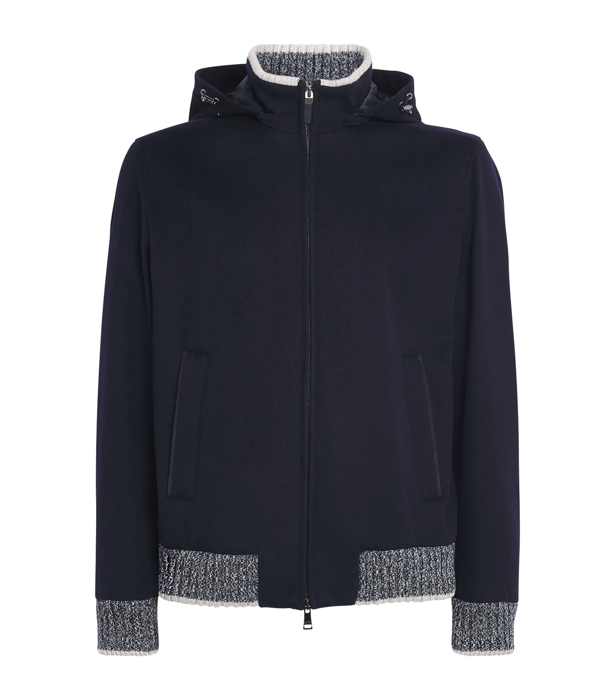 Paul & Shark Mens Cashmere-Wool Hybrid Knit Jacket Blue