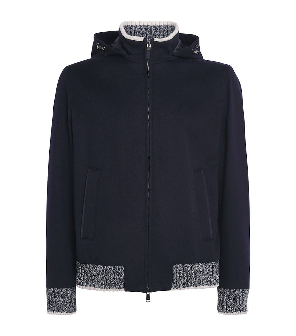 Paul & Shark Mens Cashmere-Wool Hybrid Knit Jacket Blue