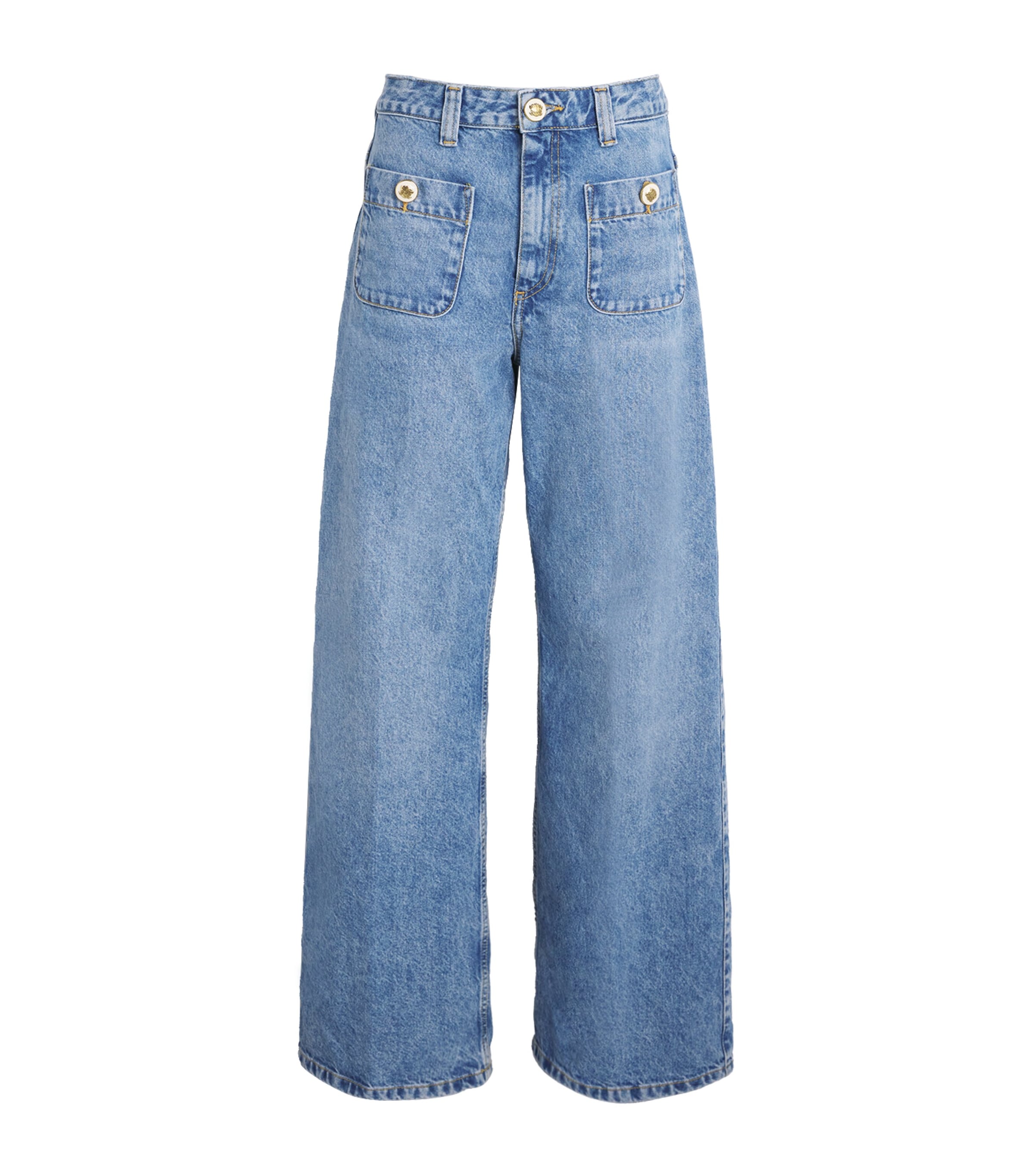 Sandro Paris Womens High-Waist Wide-Leg Jeans Blue Jean