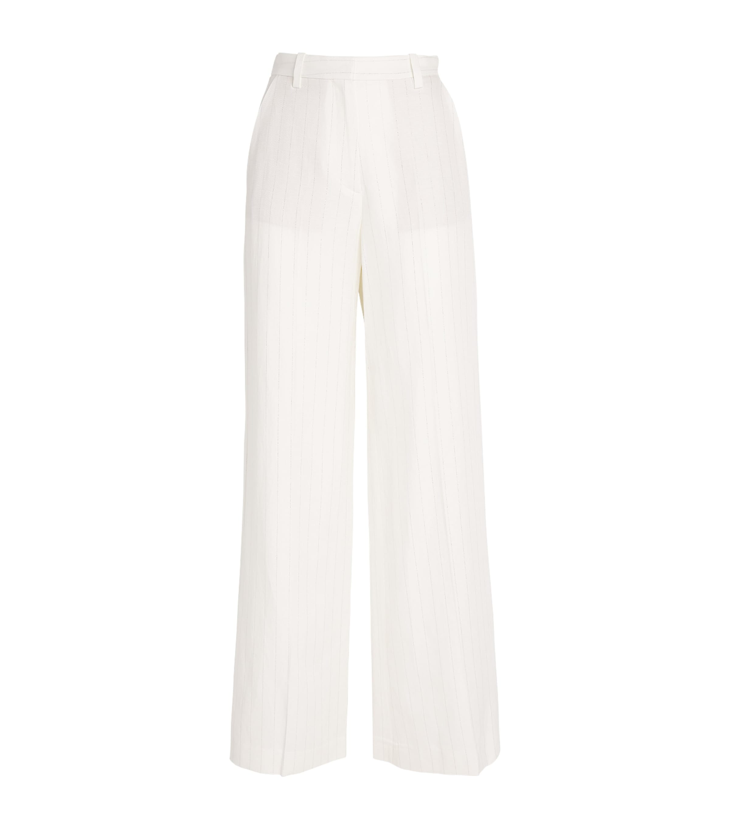 Wide-Leg Striped Tailored Trousers