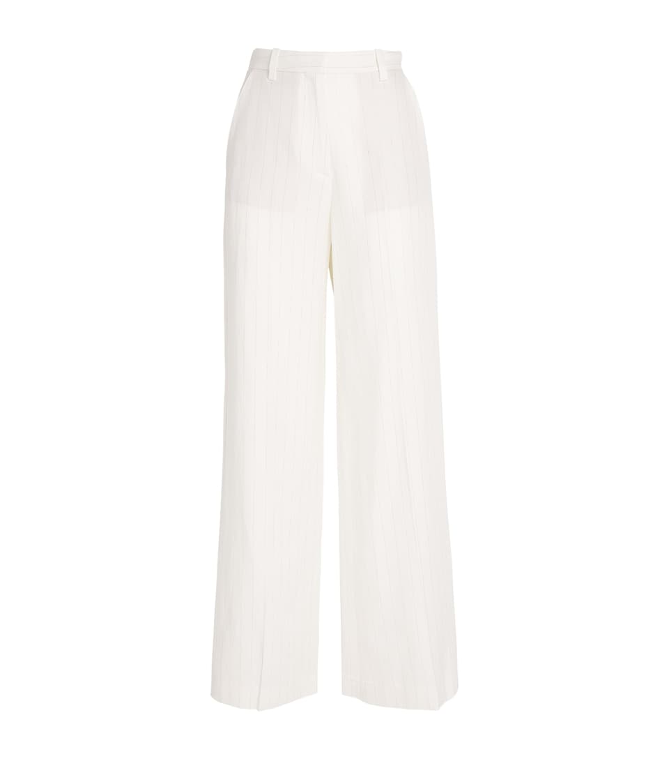 Wide-Leg Striped Tailored Trousers