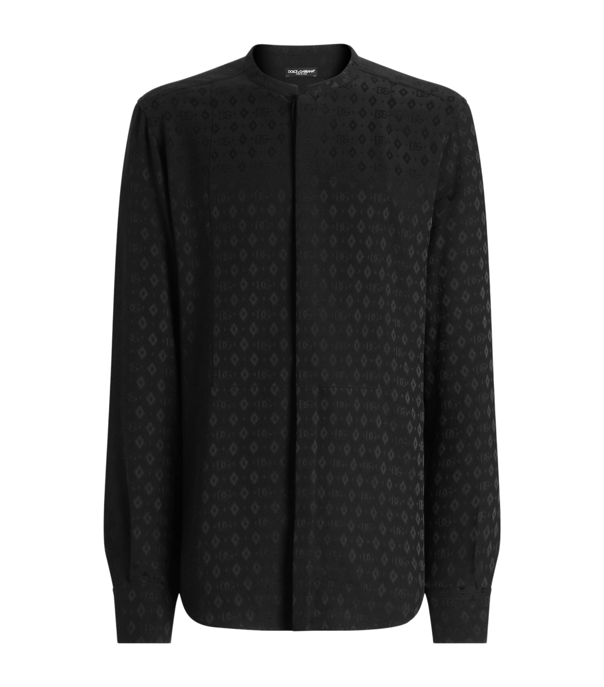 Dolce&Gabbana Mens Silk Martini Logo Shirt Blac