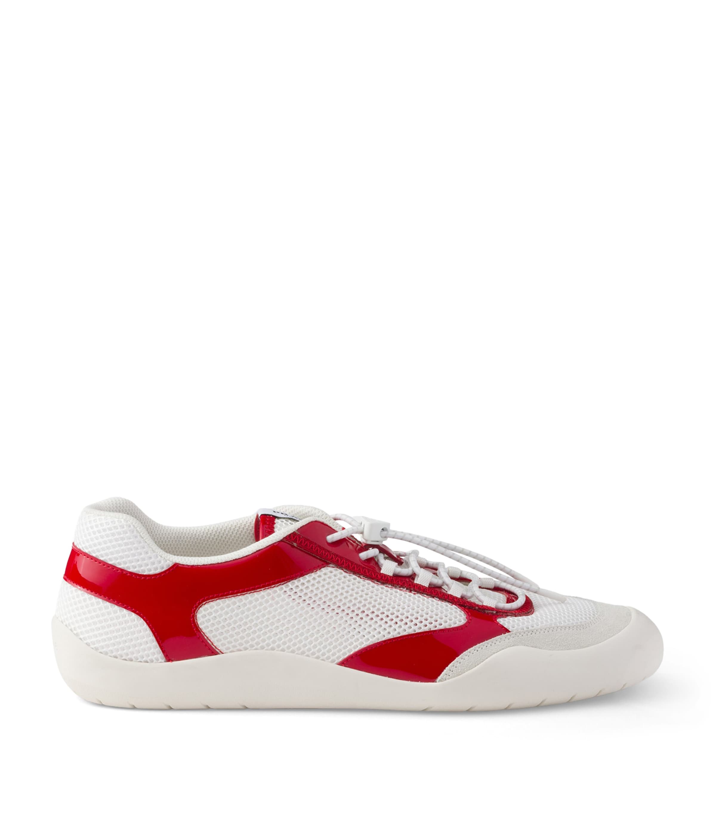 Prada Patent Leather-Mesh Speedrock Sneakers