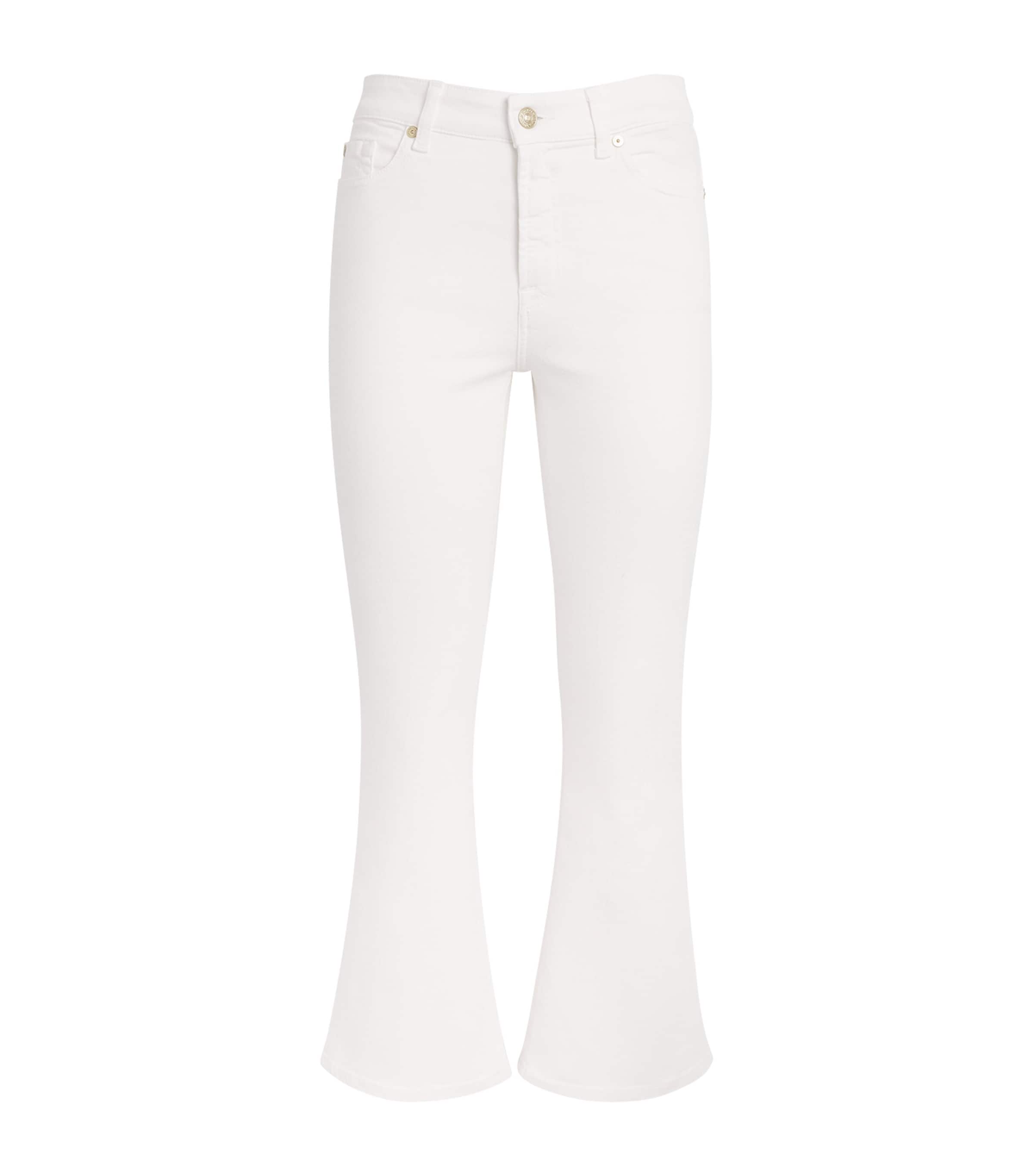 7 For All Mankind Womens High-Rise Bootcut Crop Jeans Pure White