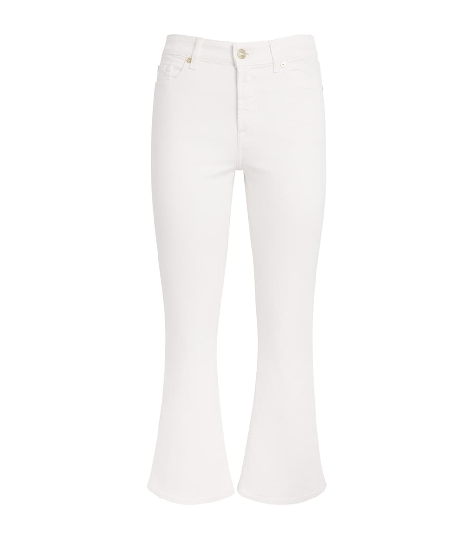 7 For All Mankind Womens High-Rise Bootcut Crop Jeans Pure White