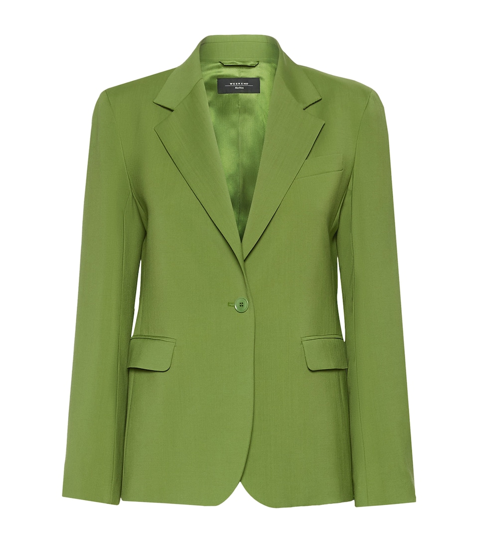 Weekend Max Mara Womens Virgin Wool Blazer Green