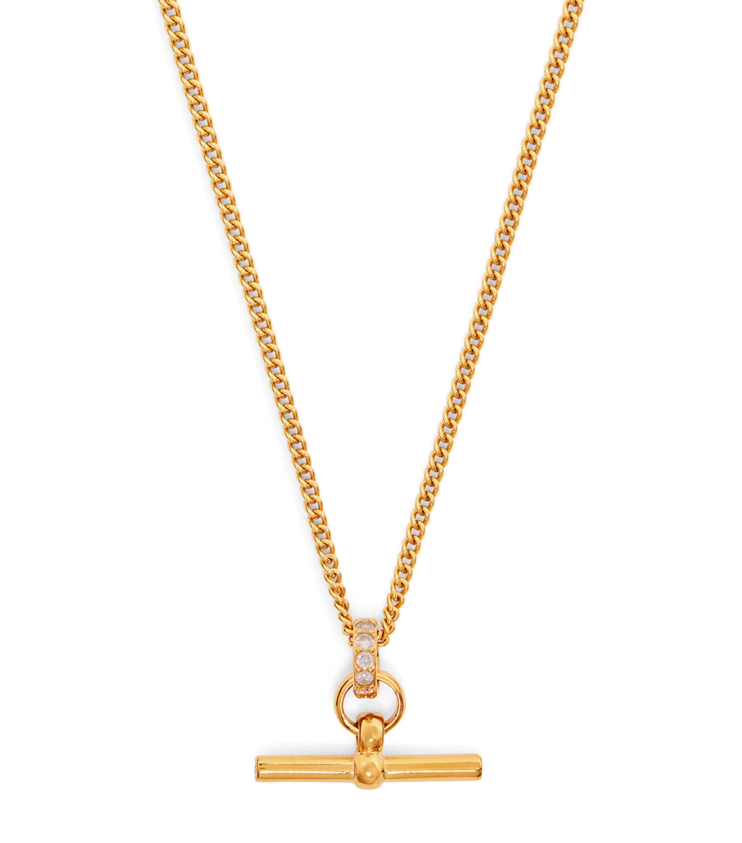 Gold-Plated Crystal T-Bar Necklace