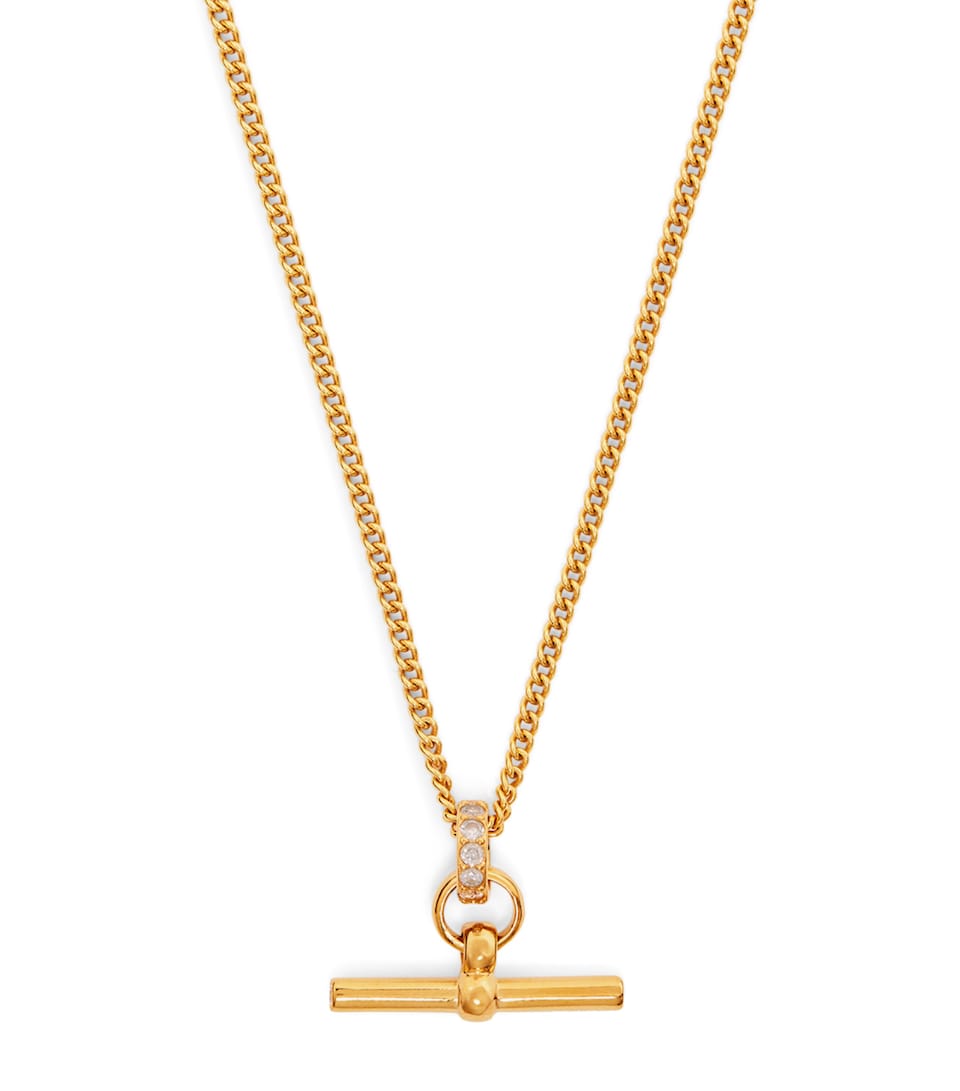 Gold-Plated Crystal T-Bar Necklace