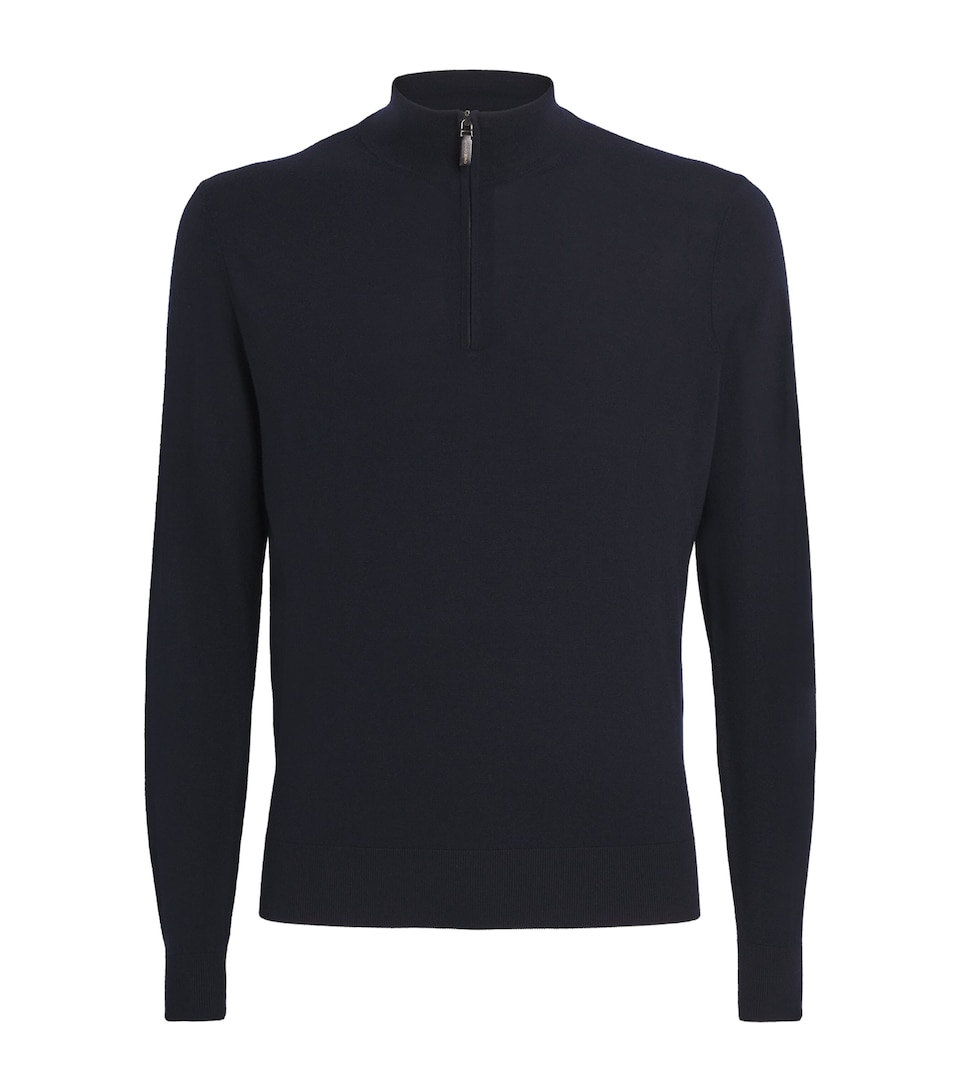 Colombo Mens Kid Wool Quarter-Zip Sweater
