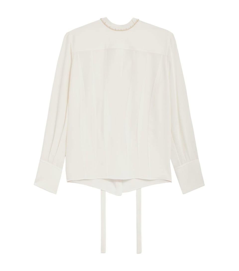 Schiaparelli Womens Silk Measuring Tape Blouse Ecru